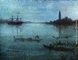 Famous Blue Paintings - Nocturne in Blue and Silver The Lagoon, Venice